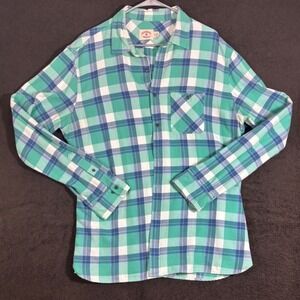 Brooks Brothers Red Fleece Mens XXL Green Blue Plaid Cotton Flannel Shirt